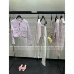 Chanel Dust Bag Packaging 🎀 2025SS Spring/Summer Collection - Crystal Button Cropped Jacket with Imported Yarn & Silk Printed Lining - Image 21