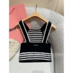 miumiu 2025SS Spring/Summer Collection 🖤 Letter Logo Sleeveless Vest - Color-Block Straps & 100% Imported Wool - Image 13