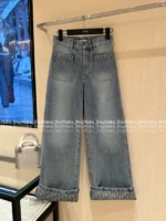 Dior 25SS Spring/Summer Collection 🤠 Heavy Enzyme Wash Denim Set - Embroidered Logo Short Sleeve Shirt & High-Waist Wide-Leg Pants - Image 21