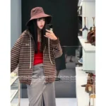 miumiu 2025SS Early Fall Collection 🤎 Striped Logo Hooded Jacket - Oversized Zip-Up w/ Relaxed Fit - Image 14