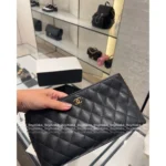 Chanel 2025B Early Fall Collection 🖤 "Underrated Gem" Caviar Leather Clutch - Exclusive Metal Logo & Structured Silhouette 👜 - Image 10