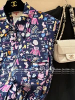 Chanel Unique Vintage Blouse 🌈 Colorful Print Sleeveless Shirt - Notch Collar w/ Letter Logo - Image 21