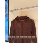 miumiu 25SS Spring/Summer Collection 🤎 Maillard Color Scheme - Openwork Jacquard Cotton Knit Cardigan w/ Letter Logo - Image 2