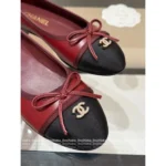 Chanel 2025P Early Spring Collection 🖤 Classic Color-Block Ballet Flats - Round Toe w/ Crystal Butterfly Logo & Full-Grain Leather - Image 9