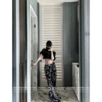 Chanel 25M Coco Beach Resort Collection 🖤 High-Waisted Straight-Leg Pants - Slimming Print Logo & Vacation Ready - Image 16