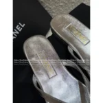 Chanel 25A Spring/Summer Collection 🩴 Laser Metallic Slide Sandals - Heavyweight Leather w/ Crystal Toe-Post - Image 5