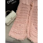 Chanel 2025P Early Spring Resort Collection 🏖️ Runway Crochet Vest - Heavy Fringe & Crystal Buckle / Sleeveless Knit Top - Image 7
