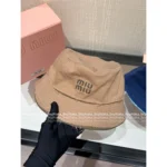 miumiu 2025 Spring/Summer Collection 🧢 Gift Box Packaging - Hand-Embroidered Letter Logo w/ Fringe Detail (Bucket Hat / Baseball Cap) - Image 2