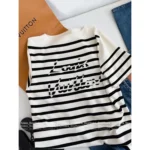 Louis Vuitton 2025SS Early Fall Collection 🔍 Jacquard Logo Stripe Tee - Round Neck Short Sleeve Knit Top - Image 7