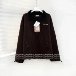 miumiu 2025SS Fall/Winter Collection 🐻 Unisex Zip-Up Fleece Hoodie - Brown Sherpa w/ Letter Logo & Oversized Fit - Image 11