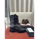 Chanel 25B Haute Atelier Collection 🔛 Round-Toe Leather Boots - Patchwork Logo & Block Heel w/ Lambskin Lining - Image 2
