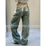 ACNE STUDIOS 2025 Spring/Summer New Collection — Niche ©️ Must-Have for It Girls ❕ 3D Printed Chain Graphic High-Waist Slimming Wide-Leg Denim Jeans for Women - Image 6