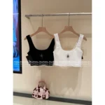 CHROME HEARTS Hot Girl Must-Have ~ 🤍 2025 Spring/Summer Collection - Metal Cross Logo Stretch Ribbed Knit Tank Top for Women - Image 4