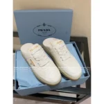 Prada Lazy Girl’s Favorite! 2025S New △ Triangle Logo Genuine Leather / Metallic Accent Lace-Up Mules for Women - Image 6