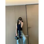 miumiu Versatile Styling 🔍 2025SS Spring/Summer Collection - Off-Shoulder Wool Knit Top - Jacquard Logo Sweater / Tube Top (Hot Girl Must-Have!) - Image 13