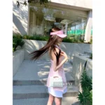 ALEXANDERWANG 2025 Spring/Summer Collection 🌸 Casual Athletic "Rich Girl" Dress - Embroidered Logo & Layered False Two-Piece Sleeveless Design - Image 5