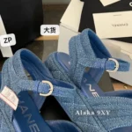 Chanel 2025C Resort Collection 💙 Platform Denim Sandals - 4.5cm Lift Sole w/ Lambskin Lining & Heavyweight Denim - Image 10