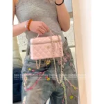 Chanel In Stock ☑️ 2025P Ultra-Selling LP Box Bag 🌸 New Sakura Pink / Baby Blue Colors - Imported Full Leather - Image 7