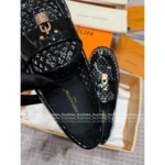 Louis Vuitton 👞2025Classic leather openwork lock loafers shoes ladies - Image 11