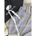 Chanel Early Fall Collection 💜 Lilac Peter Pan Cardigan - Hand-Crochet Collar Open-Front Coat - Image 4