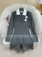 SELF-PORTRAIT 2025 FW Grey Blend Wool Knit Dress 🩶 Notch Collar "Rich Girl Style" Pullover Midi Dress - Image 8
