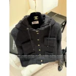 Chanel 25 Autumn/Winter Collection 🔍 Black Hooded Pocket Tweed Knit Coat Loose Fit - Image 7