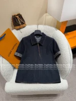Louis Vuitton 25SS Spring/Summer Collection 🆕 Heavy Enzyme Wash Denim Set - Four-Leaf Clover Print Logo Shirt & High-Waist Shorts - Image 14