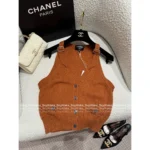 Chanel 25A Haute Atelier Collection 💎 Crystal Strap Wool Vest - Sleeveless V-Neck Knit Top - Image 5