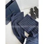 RALPH LAUREN 2025 Spring/Summer Collection 🩵 Classic Embroidered Logo Drawstring Pants - Vertical Stripe Relaxed Trousers - Image 8