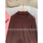 miumiu 25SS Spring/Summer Collection 🤎 Maillard Color Scheme - Openwork Jacquard Cotton Knit Cardigan w/ Letter Logo - Image 19