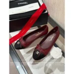 Chanel 2025P Early Spring Collection 🖤 Classic Color-Block Ballet Flats - Round Toe w/ Crystal Butterfly Logo & Full-Grain Leather - Image 8