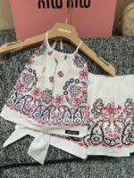 miumiu 2025 Summer Collection 🌸 Bohemian Print Coord Set - Halter Neck Top & Maxi Skirt w/ Ethnic Logo - Image 15