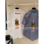 Chanel Vintage Retro Collection 🌈 Rainbow Letter Logo Shirt - Beaded Embroidery & Heart Button Detail - Image 24