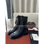Chanel 25B Haute Atelier Collection 🔛 Round-Toe Leather Boots - Patchwork Logo & Block Heel w/ Lambskin Lining - Image 15