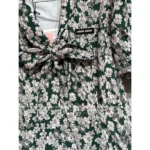 miumiu "French Retro Cottagecore Style" 🌼 2025SS Spring/Summer Collection - Bubble Sleeve Bow Tie V-Neck Print Maxi Dress - Image 6