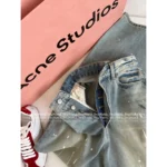 ACNE STUDIOS Must-Have Hot Girl Jeans 👖 Celebrity Outfit - Ombre Wash Distressed Paint-Splatter Wide-Leg Denim - Image 6