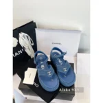 Chanel 2025C Resort Collection 💙 Platform Denim Sandals - 4.5cm Lift Sole w/ Lambskin Lining & Heavyweight Denim - Image 9
