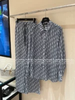 Dior 2025SS Spring/Summer Collection 🆕 Jacquard Logo Sheer Shirt Set - Notch Collar Sun Protection Top & Relaxed Pants - Image 9