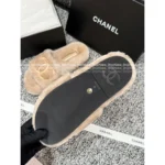 Chanel 25B FW Embroidered Logo Slippers 🐑 Lambswool House Slides & Lazy Home Shoes - Image 14