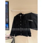 Chanel 25 Autumn/Winter Collection 🔍 Black Hooded Pocket Tweed Knit Coat Loose Fit - Image 6