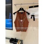 Chanel 25A Haute Atelier Collection ❕ Strap Detail Camisole - Sequined Embroidered Logo & Lace Trim Wool Vest - Image 2
