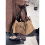 Chanel In Stock 🤎 2025A Haute Atelier Runway Tote - Suede Color-Block w/ Metal Chain Strap ⛓️ Full YKK® Hardware - Image 23