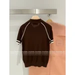 miumiu 2025SS Spring/Summer Collection 🤎 Polo Collar Knit Tee - Wool-Tencel Blend with Jacquard Logo - Image 2