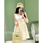 Prada 2025SS Spring/Summer Collection 🌸 Vintage Floral Lace Trim Dress - Distressed Print Sleeveless Midi Dress - Image 10
