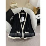 Chanel 2025A Spring/Summer Collection 🖤 Classic Black & White Contrast - 100% Imported Wool Knit Series (Short Sleeve/Dress/Cardigan/Full Collection) - Image 19