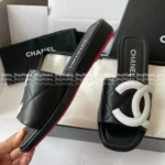 Chanel 2025A Black & White Contrast Slides 🐼 Oversized Logo Slip-On Sandals - Vintage Compagnie Style - Image 18