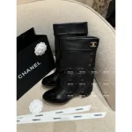 Chanel Autumn/Winter Combat Boots Are Here! 👢 100% Genuine Leather Wide-Calf Button Boots - Leg-Lengthening Magic Instantly Elongates Your Silhouette! ✨ - Image 10