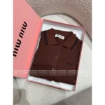 miumiu 25SS Spring/Summer Collection 🤎 Maillard Color Scheme - Openwork Jacquard Cotton Knit Cardigan w/ Letter Logo - Image 18