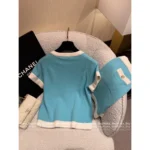 Chanel 25S Spring/Summer Collection 🩵 Color-Block Knit Set - Crystal Brooch Wool Coordination (Haute Minimalism) - Image 19