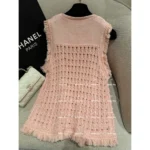 Chanel 2025P Early Spring Resort Collection 🏖️ Runway Crochet Vest - Heavy Fringe & Crystal Buckle / Sleeveless Knit Top - Image 5
